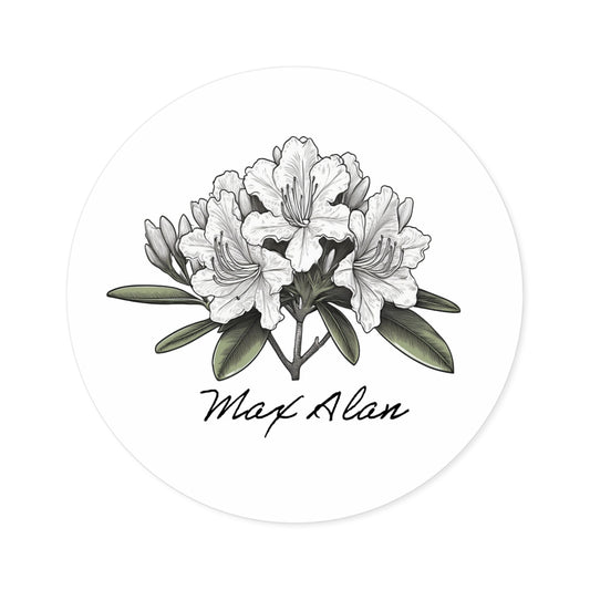 "Rhododendron" Die Cut Round Sticker